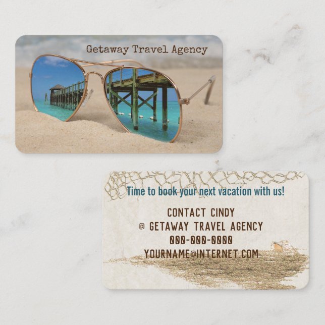 Ocean Pier Reflection In Sunglasses   Business Card (Front/Back)