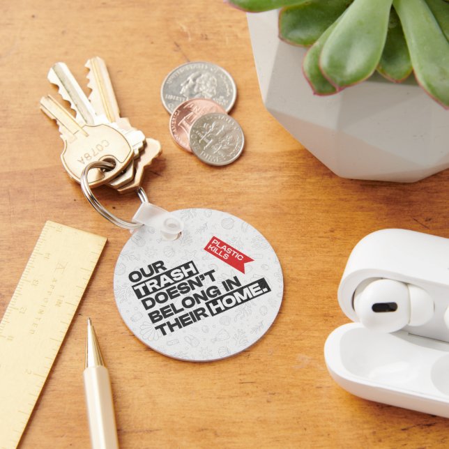 Ocean Plastic Pollution Awareness Quote Key Ring (Desk)