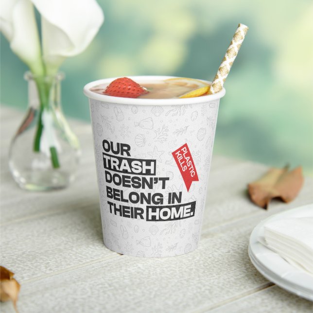 Ocean Plastic Pollution Awareness Quote Paper Cups (Insitu)