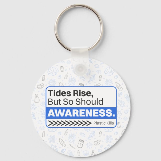 Ocean Plastic Pollution Environmental Awareness Key Ring (Front)