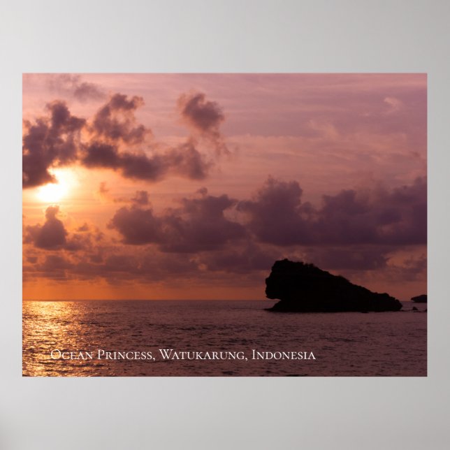 Ocean Princess Rocks Sunset Sky Twilight Poster (Front)