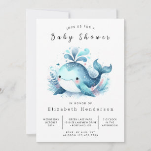 Ocean Printable Whale Baby Shower Invitation