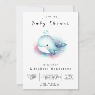 Ocean Printable Whale Baby Shower Invitation