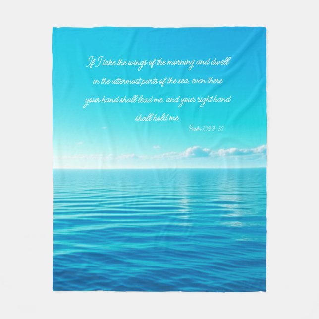 Ocean Psalm 139:9-10 Faux Fleece Blanket (Front)