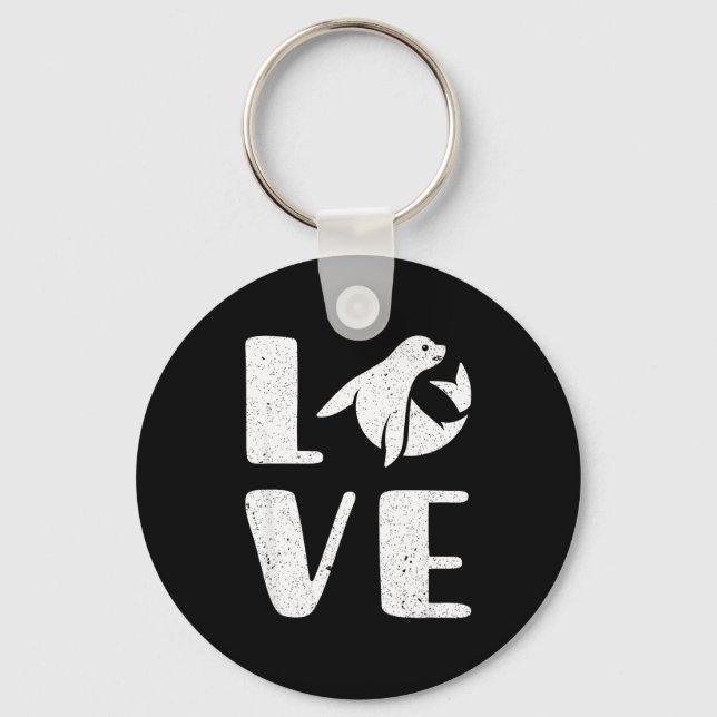 Ocean Puppy Seal Lover Valentines Day Gift Sea Lio Key Ring (Front)