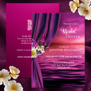 Ocean Purple Boho Butterfly Bridal Shower Invitation