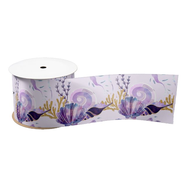 Ocean Purple sea  Baby shower  Satin Ribbon (Spool)