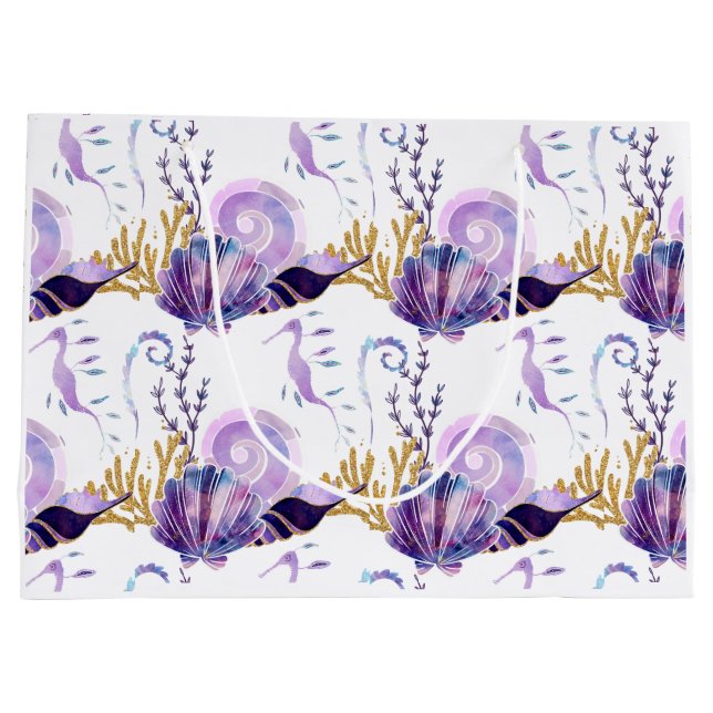 Ocean Purple sea wrap gift  Wrapping Paper Sheets Large Gift Bag (Back)