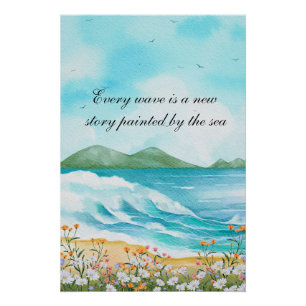 Ocean Quote Watercolor Beach Sea Art Poster
