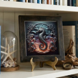 Ocean Reef & 3D Seahorse Faux Metal Tile