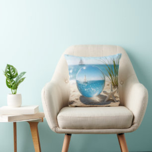 Ocean Reflection in a Lens Ball Cushion
