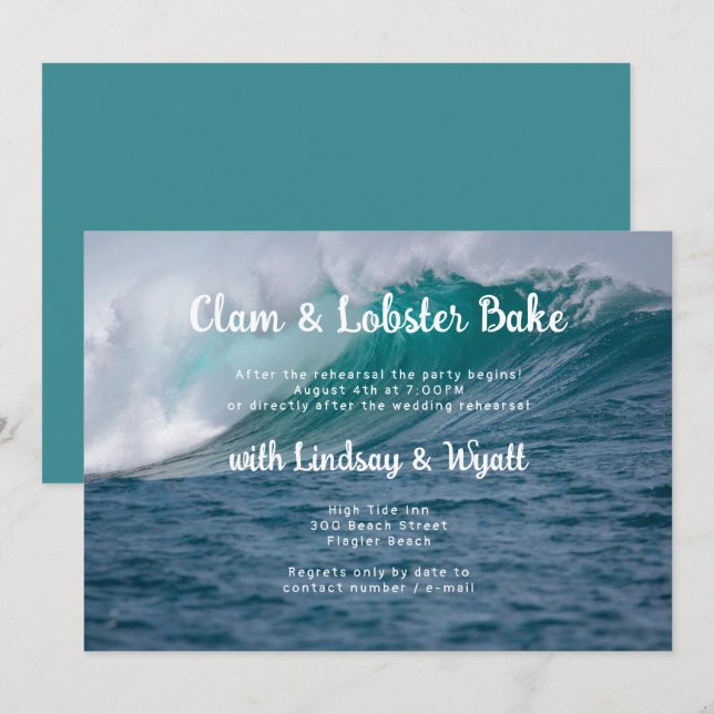 Ocean Rehearsal Dinner Lobster Bake Seafood Theme Invitation (Front/Back)