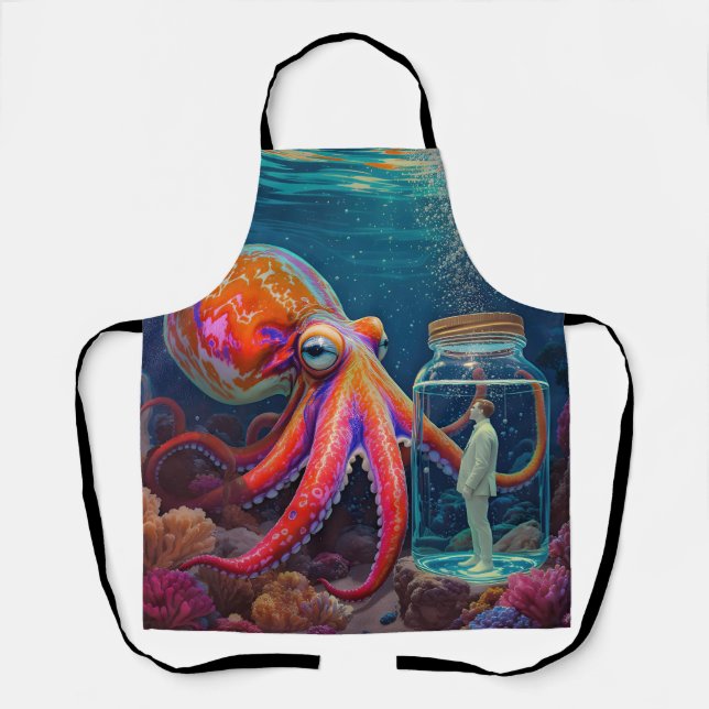 "Ocean’s Silent Captive" – Octopus Portrait Apron (Front)
