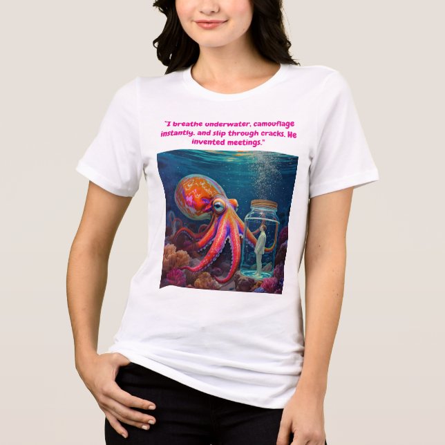 "Ocean’s Silent Captive" – Octopus Portrait Tri-Blend Shirt (Front)