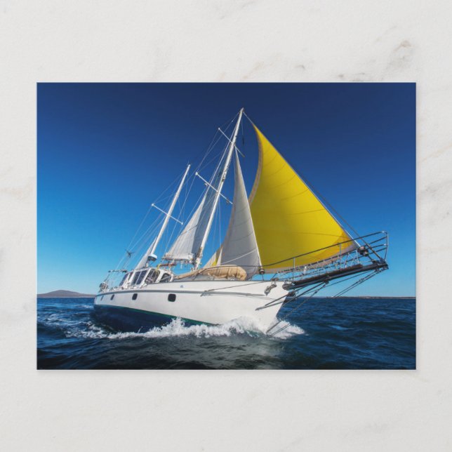 Ocean Sailing In A Yacht Postcard (Front)