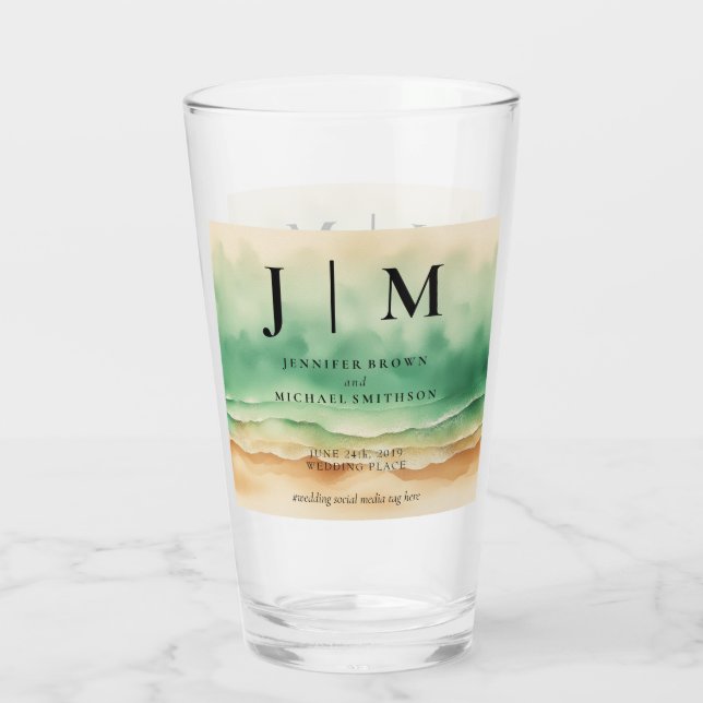 Ocean Sand Beach Wedding Party Season Summer Glass (Back)