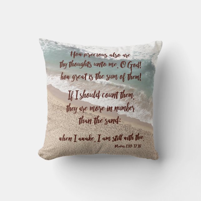Ocean/Sand Psalms 139 Bible Verses Cushion (Front)