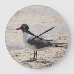 Ocean Sand Seagull Bird Beach Photo Large Clock