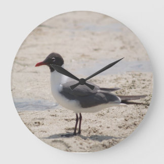 Ocean Sand Seagull Bird Beach Photo Large Clock
