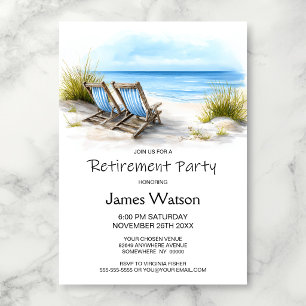 Ocean Sandy Beach Retirement Party Invitation