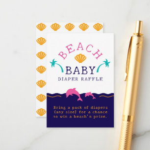 Ocean Scene Beach Baby Diaper Raffle Enclosure Card