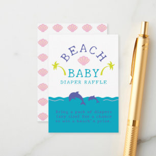 Ocean Scene Beach Baby Diaper Raffle Enclosure Card