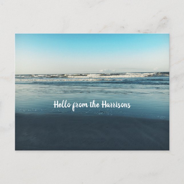 Ocean Scene Hello From Personalised Announcement Postcard (Front)