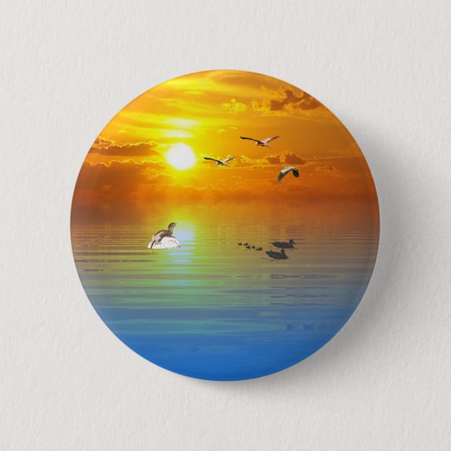 Ocean Scene pin/ 6 Cm Round Badge (Front)