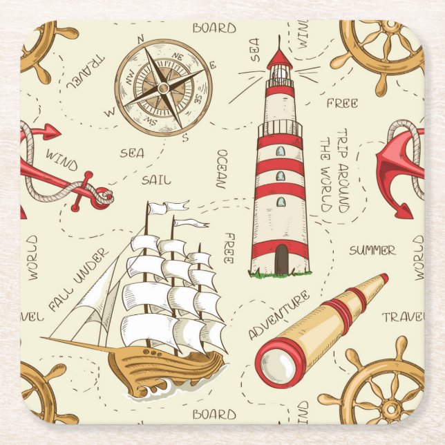 Ocean Scene Square Paper Coaster (Front)