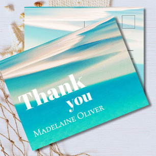 Ocean Scene Summer Beach  Blue Thank You   Postcard