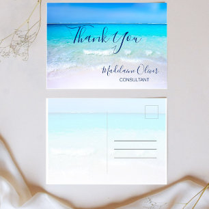 Ocean Scene Summer Beach  Blue Thank You   Postcard