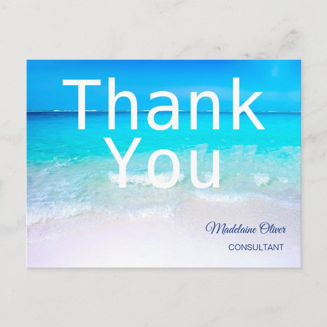 Ocean Scene Summer Beach White Blue Thank You    Postcard (Front)
