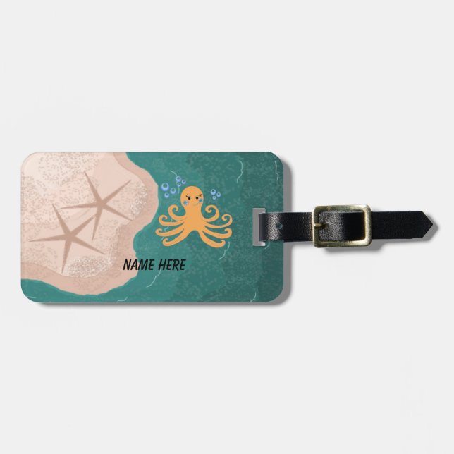 Ocean Scene with an Octopus Luggage Tag (Front Horizontal)