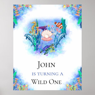 Ocean Sea Animals Birthday  Poster