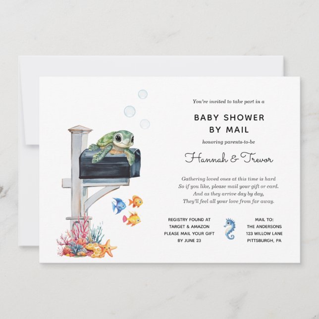 Ocean Sea Animals Mailbox Shower by Mail Invitation (Front)