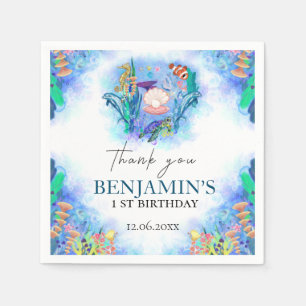 Ocean Sea Animals Wild One Birthday Napkins