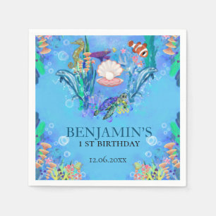 Ocean Sea Animals Wild One Birthday Napkins