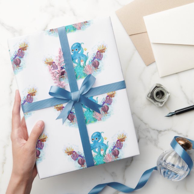 Ocean Sea baby boy Octopus Wrapping Paper (Gifting)