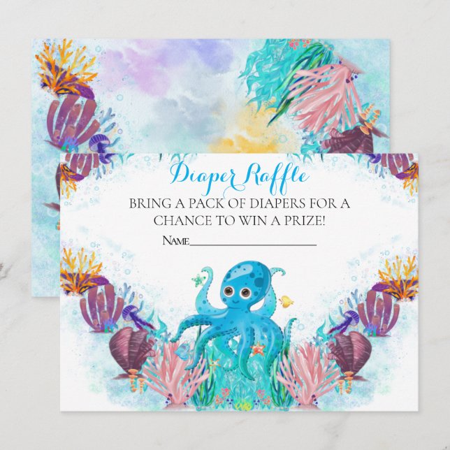 Ocean Sea baby Octopus Diaper Raffle Enclosure Car (Front/Back)