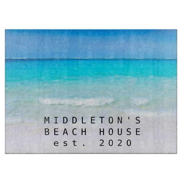  Ocean Sea Beach Coastal Blue Aqua Personal Family Cutting Board (Front)