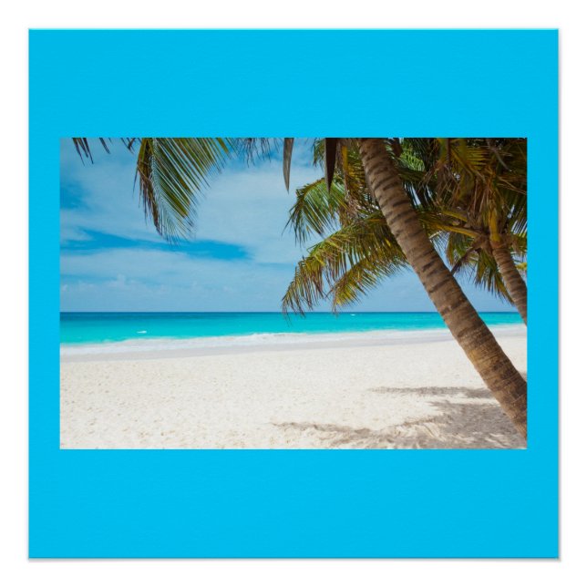 Ocean Sea Beach Palm Sand Nature Name Personalise Poster (Front)