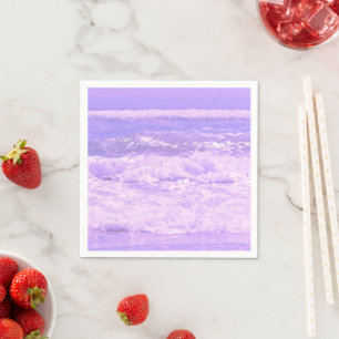 Ocean Sea Beach Purple Waves Water Napkin