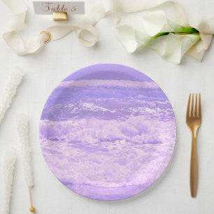 Ocean Sea Beach Purple Waves Water Paper Plate