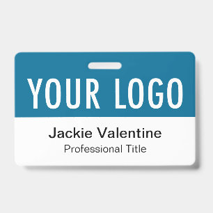 Ocean Sea Blue PVC Badge Horizontal Staff Name Tag ID Badge