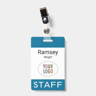 Ocean Sea Blue Staff Name Badge Clip Reel Lanyard ID Badge