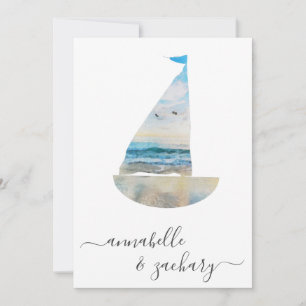 *~* Ocean Sea BOAT RSVP - Beach QR AR7 Wedding  In Invitation