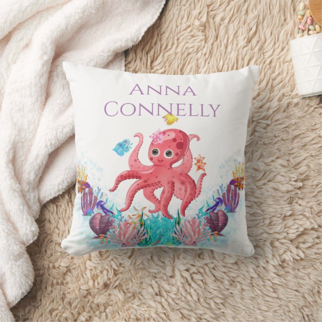 Ocean Sea Colourful Cute baby Octopus Gift Cushion (Blanket)