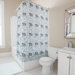 Ocean Sea Dolphin World - Grey Shower Curtain