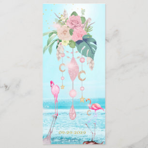 Ocean Sea Flamingo Floral Jewels Pink Wedding Menu