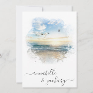 *~* Ocean Sea Helm RSVP - Beach QR AR7 Wedding Inv Invitation